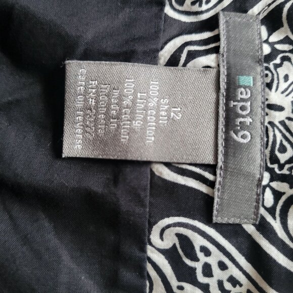 Black & White Apt. 9 A-Line Skirt Size 12 With Paisley Pattern - Picture 5 of 6